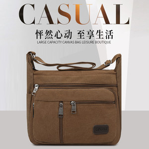 Men's bag canvas bag Korean youth backpack shoulder -shoulder bag large -capacity multi -part -off -line versatile banking bag travel bag