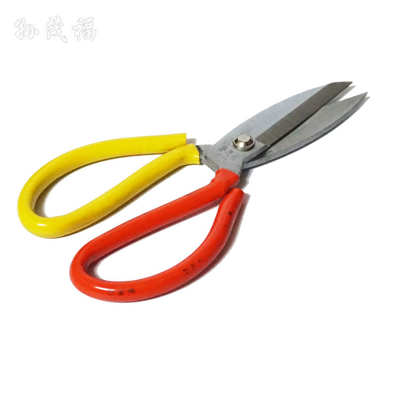 SUN MAOFU 가정용 D01D02 가공 산업용 가죽 녹 방지 철 물고기 머리 전기 도금 빨간색과 노란색 손잡이 대형 머리 가위-