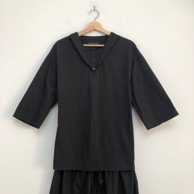 Sandy discount women's clothing, solid color, literary and 7-quarter sleeve waist-hugging dress, half-open plaid round neck drawstring full cotton skirt