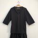 Sandy discount women's clothing, solid color, literary and 7-quarter sleeve waist-hugging dress, half-open plaid round neck drawstring full cotton skirt