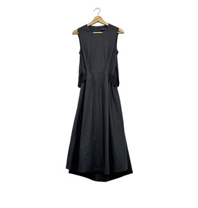 San Di discount women's simple round neck hollow design high -waisted high -waisted sleeveless long skirt cotton cotton dress
