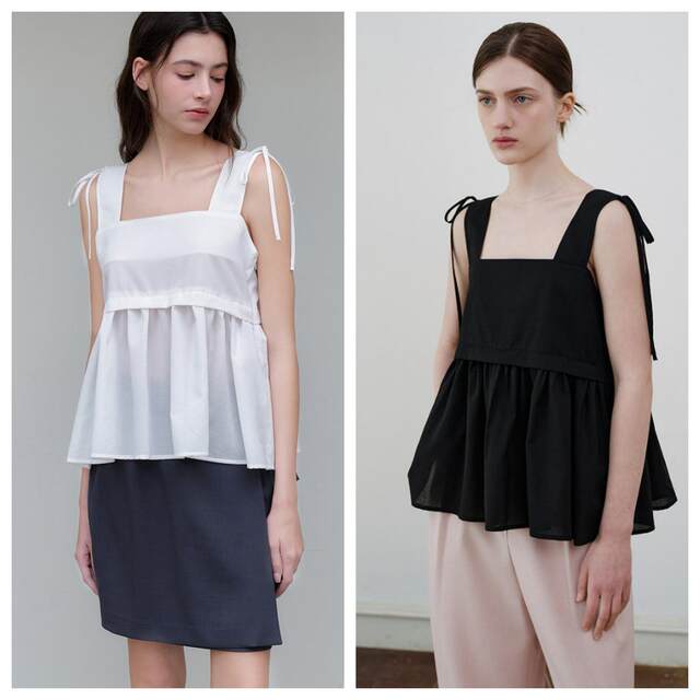 South Korea OURCOMOS direct mail purchasing summer women's clothing loose casual lotus leaf loose edge sleeveless one-length backless top
