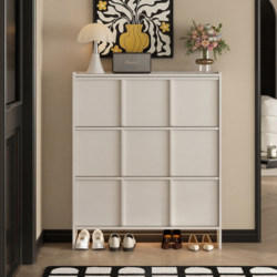 Shoe Cabinet for Home Entrance, High-End Vintage Style with Skeleton Lines, Ultra-Thin Flip-Top Design, Narrow Antique-Style Entryway Cabinet