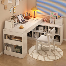 Corner Desk Bookshelf Home Study Table Girls' Bedroom Dressing Table Bookcase Integrated I-Shaped Corner Computer Desk