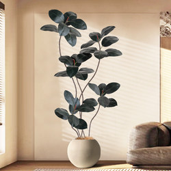 Artificial Green Plant Black Rubber Tree Wabi-Sabi Style Indoor Floor Decoration Flower High-End Light Luxury Living Room Plant Potted Plant