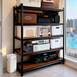 Steel Frame Large Item Storage Rack, Floor-Standing Luggage Storage Rack, Household Multi-Layer Shelf with Wheels, Storage Cabinet