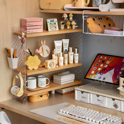 Dormitory Desktop Pegboard Storage Rack Acrylic Desk Bookshelf Student Multi-Layer Storage Rack Cosmetics Organizer