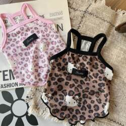 Pet Clothes Spring and Summer New Style Hot Girl Style Suspender Leopard Print Kitty Ice Silk Cool Fabric Suitable for Cats and Dogs