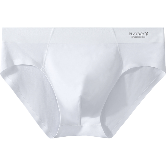 Playboy white triangular underwear men 100%pure cotton antibacterial crotch sexy Modal ice silk no trace pants
