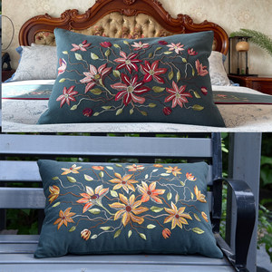 
Clematis waist pillow handmade DIY European embroidery home fabric linen cotton material bag set embroidery tool