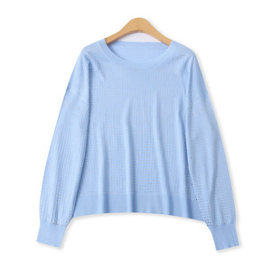 
Full version hot diamond sweater spring new foreign trade women's clothing versatile loose round neck long sleeves thin bottoming 20034