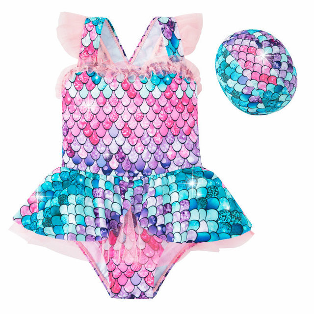 Girls swimsuits, one-piece dresses, princess fish scales new product bikini cute quick-drying baby girl middle school girl big child