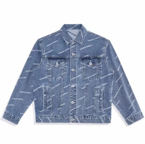 (Bird) Spring men's trendy all-over printed denim jacket heavy letter jacquard lapel jacket C3801/H18