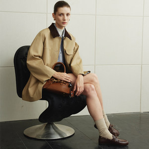 
NANCYLILI Twill cotton loose texture windbreaker for women in autumn British style lapel popular short casual jacket