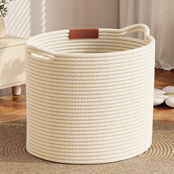 Dirty Clothes Basket, Hand-Woven Cotton Fabric Laundry Basket, Bedroom Dirty Clothes Basket, Household Large-Capacity Dirty Clothes Storage Basket