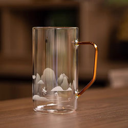 Food-Grade Lead-Free Glass Cup, High-Appearance Glass Cup with Handle, New Transparent Tea and Water Cup for Home Use