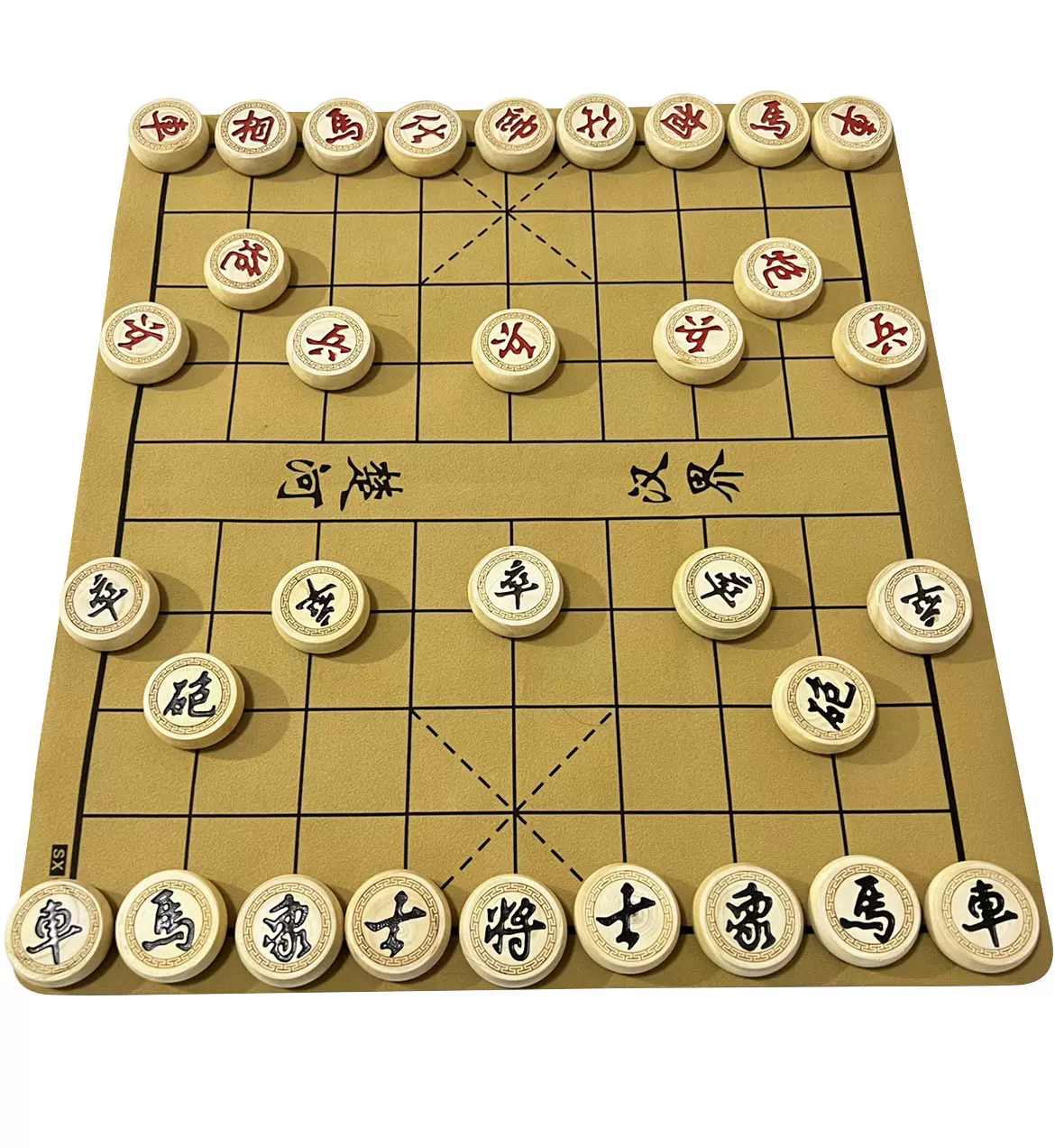 黑龙中国象棋木质实木雕刻成人大号儿童学生益智皮革棋盘家用象棋