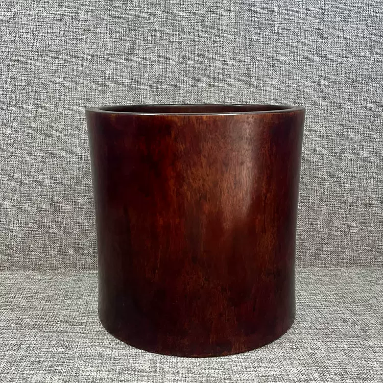 老黄花梨笔筒古董老木器案头雅器清代海南黄花梨树桩形笔筒笔插