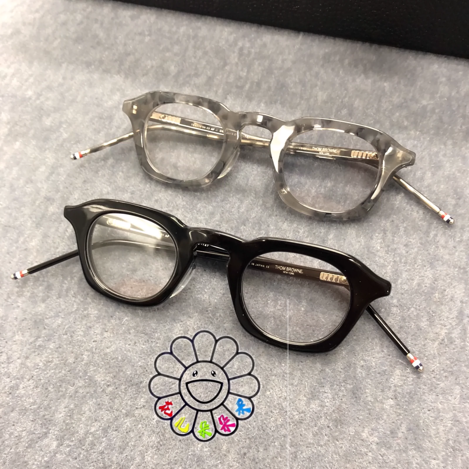 日本代购ThomBrowne 眼镜TBX-414 板材眼镜架39mm 18ss 实拍-Taobao