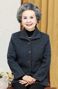 Middle-aged and elderly autumn girls 60-70-80 year old mother pretend to be long-sleeved clothing grandma spring and autumn old man Mao woolen jacket