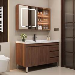 New Chinese Style Bathroom Cabinet Combination Ceramic Integrated Basin Floor-Standing Washbasin Washbasin Cabinet Washbasin Washbasin