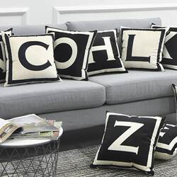 Scandinavian Black and White Letter Print Pillow Sofa Cushion Cover Car Lumbar Support Office Waist Support Nap Pillow