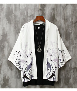 Summer seven -point sleeve shirt male loose Chinese style men's sunscreen jacket thin ancient style couple robe
