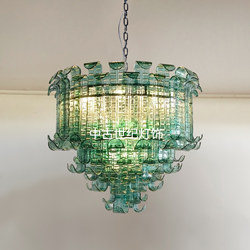 French Murnola Medieval Palm Leaf Art Decoration Handmade Glass Living Room Chandelier Suspended Dining Room Chandelier Villa