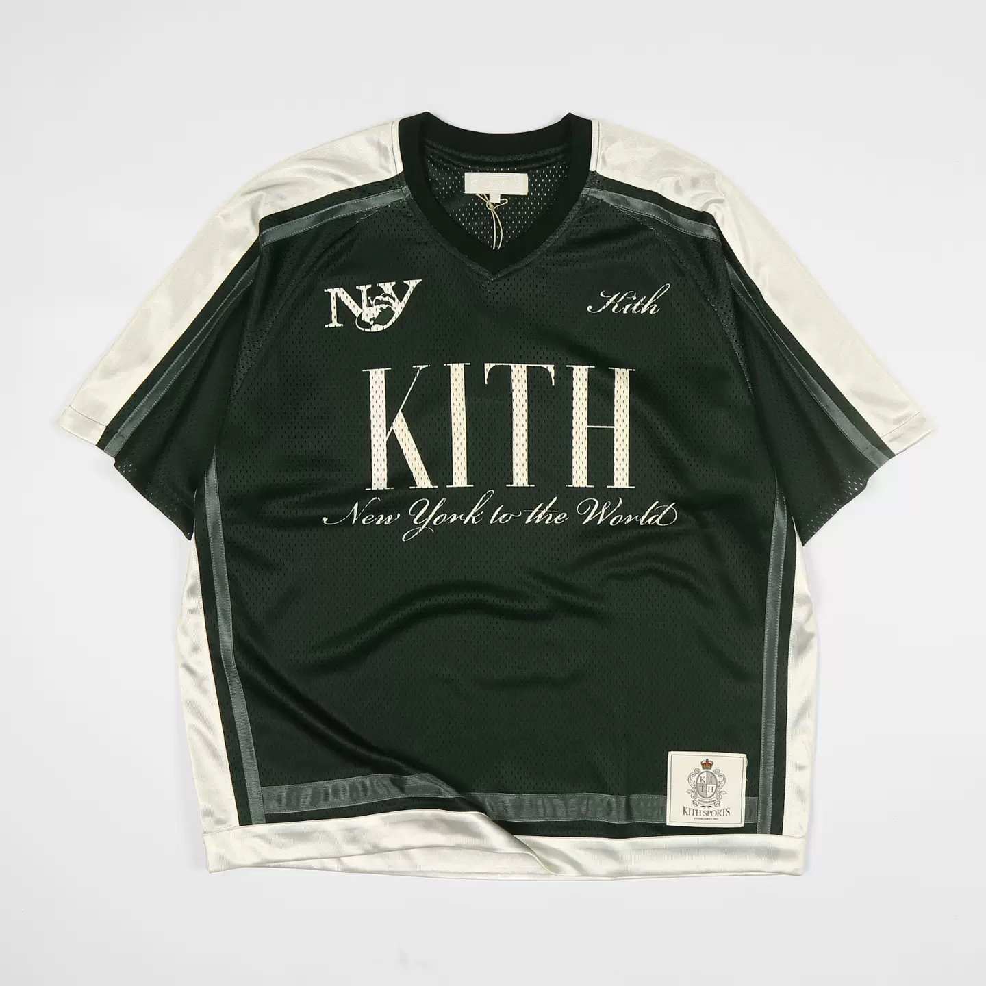 现货KITH Mesh Leon Jersey 25SS美式复古撞色网眼透气球衣短袖