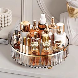 Rotating Cosmetics Storage Box, Desktop High-End Lipstick Organizer, Dressing Table Skin Care Product Makeup Brush Storage Rack