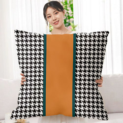 Orange Nordic Throw Pillow, Simple Oversized Houndstooth Cushion, Office Living Room Sofa Backrest, Green Geometric Cushion