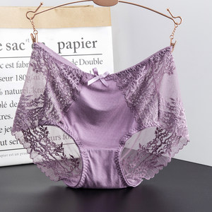 4 boxes of sexy lace panties female medium high waist thin ladies Modal pure cotton crotch non -trace large size fat MM