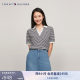 Tommy Summer Women's Laisel Micro-Stretch Casual Commuter Stripes Solid Color V Neck Loose Short Sleeve T-Shirt POLO41286