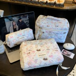 Milk Basket Cat Makeup Bag Large Capacity Portable Makeup Bag Cartoon Cute Travel Business Trip Portable Bag Toiletries Bag for Women