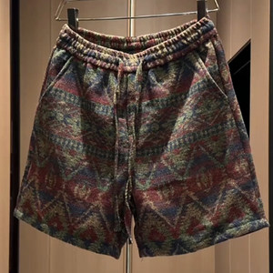 
National trend ethnic style retro plaid shorts men's summer new fashion brand sports five-point pants casual loose pants