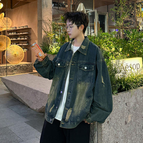 
Retro denim jacket for men spring and autumn 2026 new trendy brand cleanfit loose trendy casual workwear jacket for men