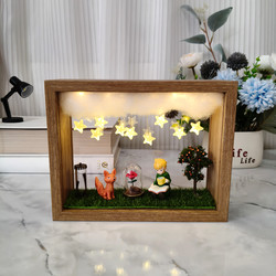 Umbilical Cord and Fetal Hair Preservation Box, Prince's Handmade DIY Material Kit, Self-Made Star Light Display Stand, Baby's Full Moon Keepsake