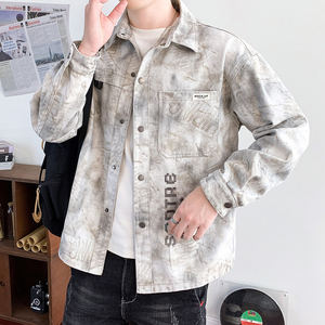 
Denim jacket for boys in spring and autumn new style teen shirt jacket for junior and senior high school students men's clothing trendy top