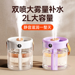 【2L Large Capacity】 2025 New Model Dual Spray High Mist Volume Humidifier with Handle for Home, Silent for Bedroom, Office Desktop, Small Mini Portable for Dormitory, Student Air-Conditioned Room, USB Ambient Light