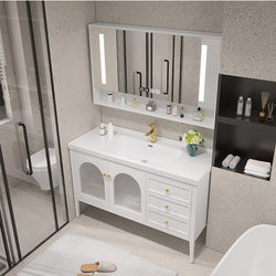 Oak paint bathroom cabinet ceramic integrated basin bathroom floor-standing sink washbasin cabinet combination washbasin