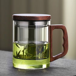 Glass Tea Cup with Filter for Home Use, Tea-Water Separation, Office Personal Water Cup, Men's Cup, Japanese Style