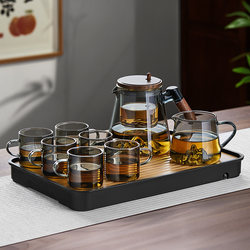 Elegant Teapot with One-Touch Tea-Water Separation, Tea Set with Tea Tray, Glass Teapot for Home Use, Tea Cup for Office, New Model