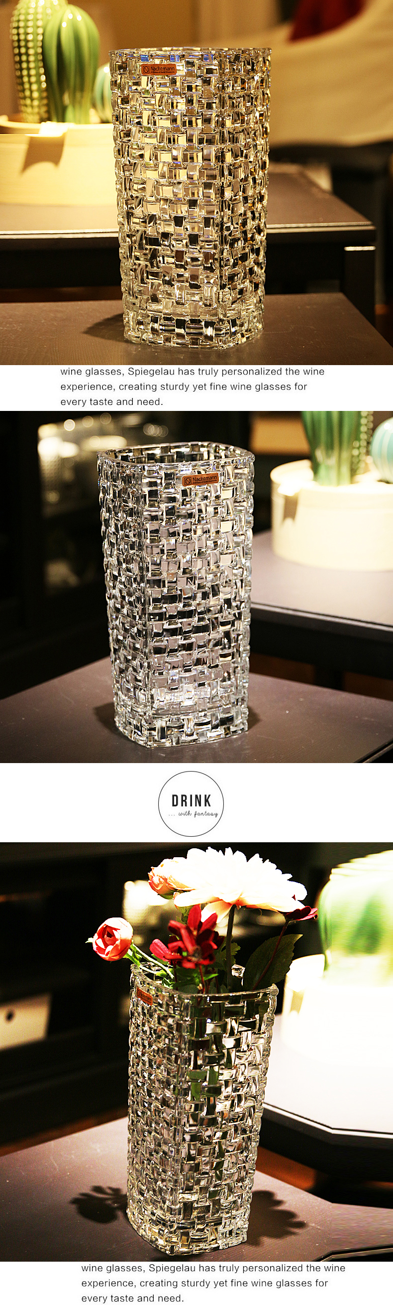 ボヘミアクリスタル花瓶 - ドイツ Nachtmann フラワーアレンジメント