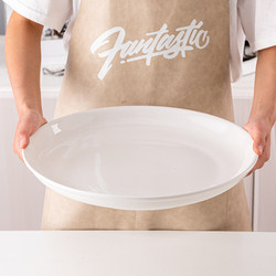 Large Plate for Home Use, Ceramic Large Plate for Chicken, Crayfish, Round Plate, Pure White Cabbage Plate, 12inch Special Plate for Chopped Pepper Fish Head