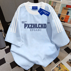 New American-Style Oversized Letter Three-Stripe Short-Sleeve T-Shirt for Women, Summer Loose-Fitting Niche Inner Wear Pure Cotton Top