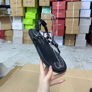 
Foreign trade original single women's shoes factory discount fashion new round toe Velcro string thong toe flat fashion sandals