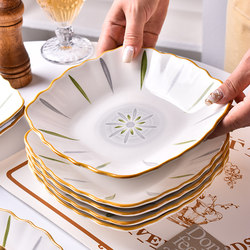 Ceramic Cooking Plate for Home Use 2025 New Model Square Plate High-End Dish Underglaze Color High-Value Dinner Plate