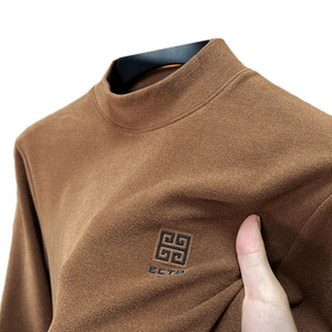 
Branded brushed double-sided velvet half turtleneck bottoming shirt for men long-sleeved winter German velvet T-shirt for men with mid-collar warm inner wear