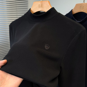 
Brushed double-sided velvet German velvet bottoming shirt men's half turtleneck winter slim long-sleeved T-shirt men's youth mid-collar inner wear