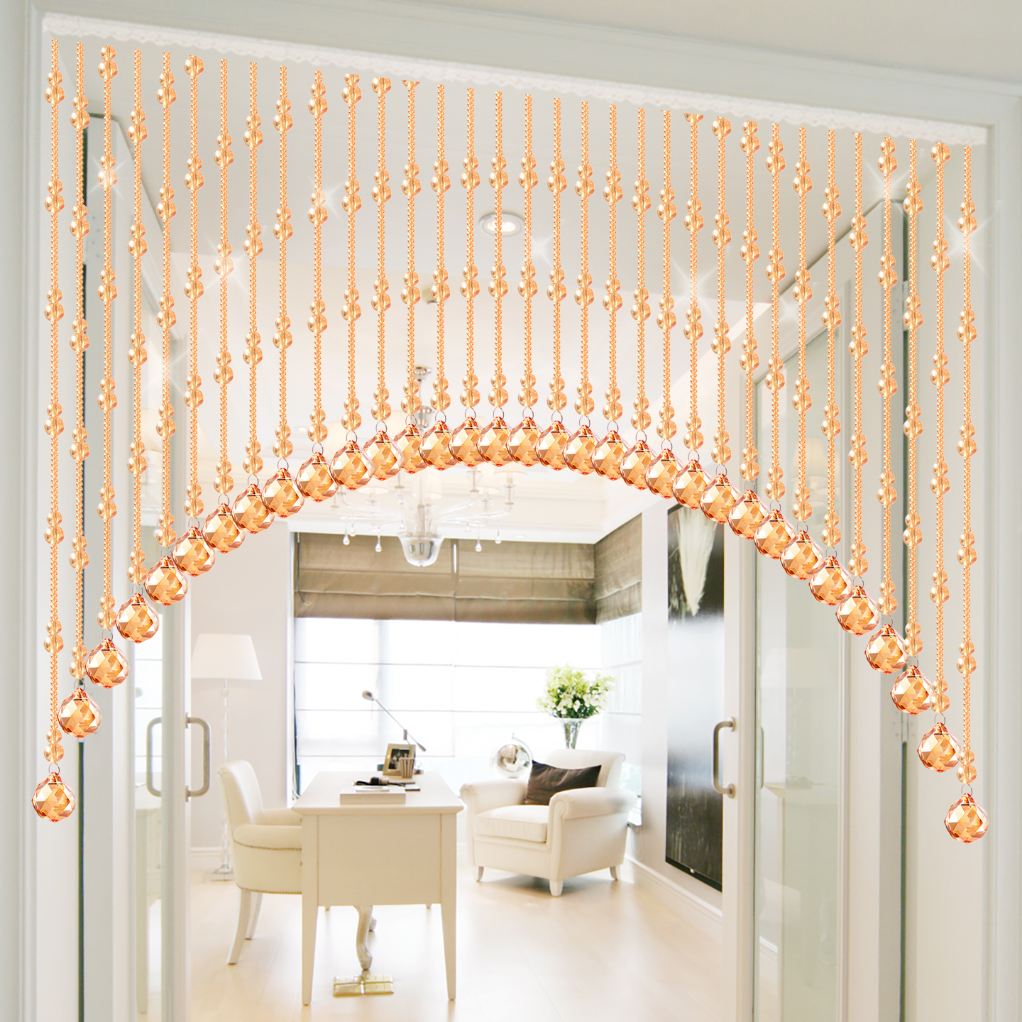 クリスタルガラスカーテン20本 八角 ゴールド丸カン のれん クリスタルチェーン クリスタルガラスカーテン20本 八角 ゴールド丸カン のれん